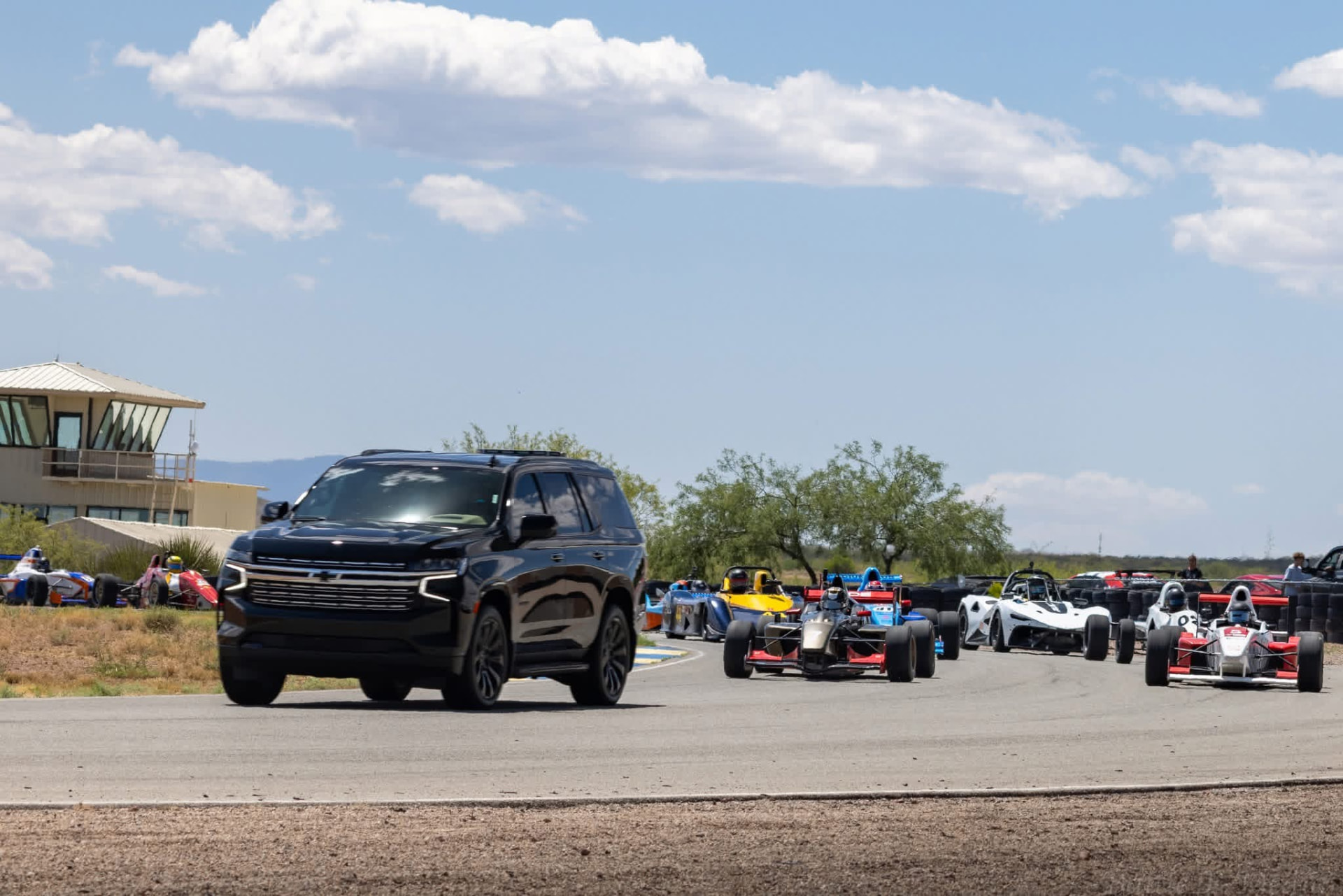 Formula cars on an Arizona circuit